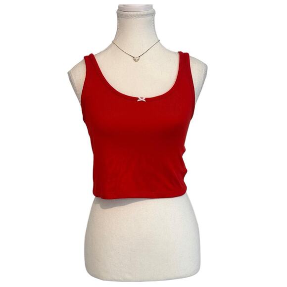 American Eagle Size Medium Fitted Scoop Nevk Cami With Mini Bow - Picture 1 of 4